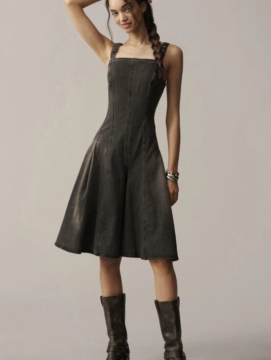 Pilcro Dresses & Skirts - Pilcro Washed Black Denim Midi Dress